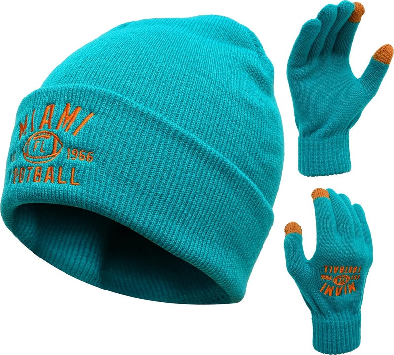mtstaowe Vintage Classic Skull Cap Embroidery Beanie Fasion Hat Cuffed Winter Hat Knit Comes with Warm Gloves Gifts for Men Women Fans - Image 1